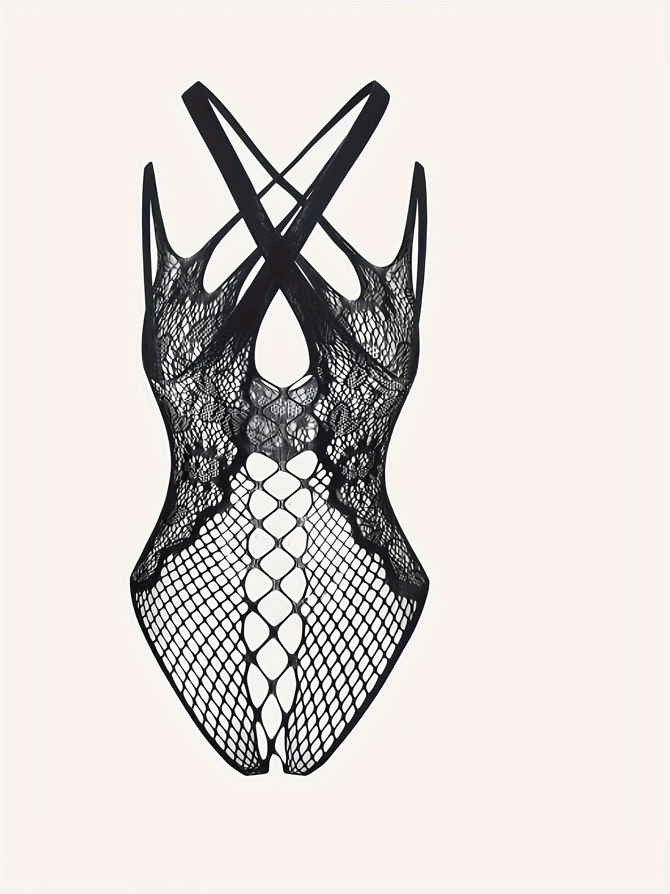 Women's Mesh Pattern Sleeveless Bodysuit See-Through Lingerie