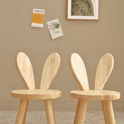 Rabbit Ears Wooden Stool Solid Rubberwood Modern Animal Design Child Chair