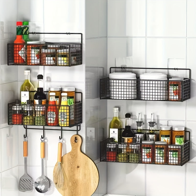 Silliq quyma temir oshxona saqlash tokchasi - Oddiy o'rnatish, teshik ochishga hojat yo'q, zamonaviy devorga o'rnatiladigan tashkilotchi, tartibsiz emas