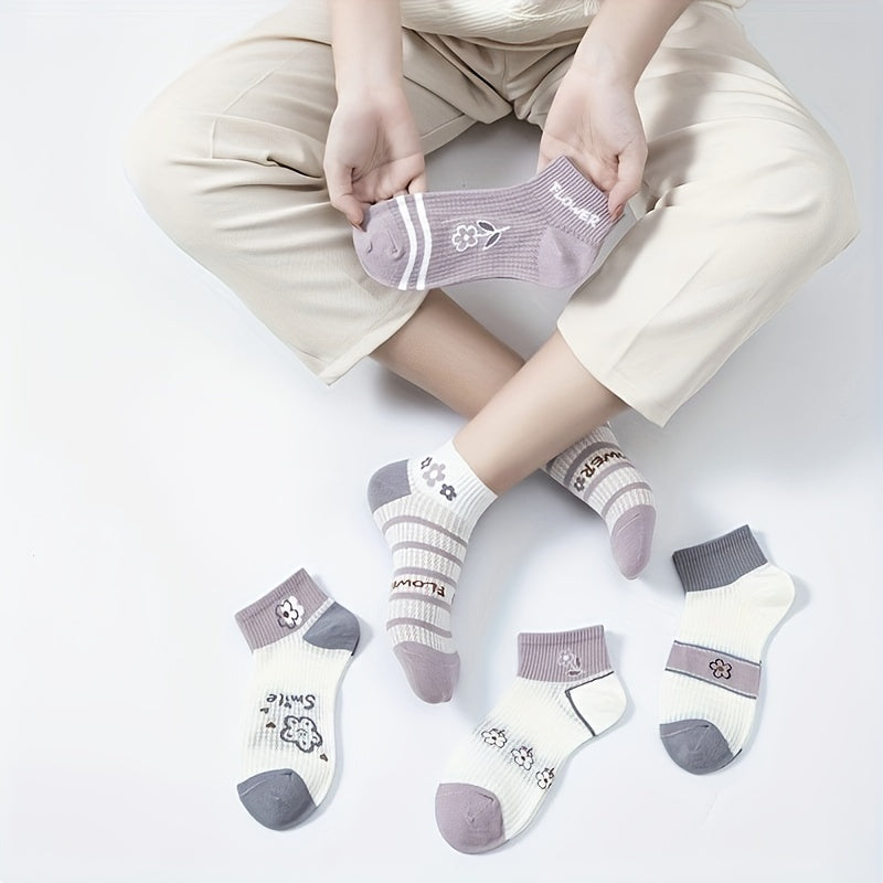 Women's Small Floral Knit Knee-High Socks 1 Pair Mid-Calf Hosiery