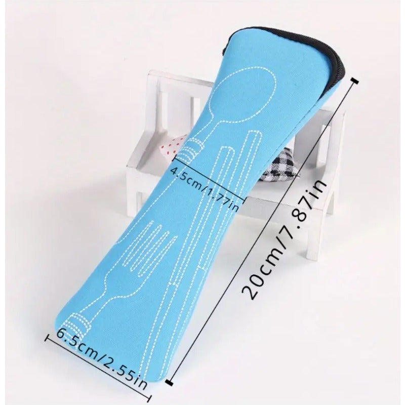 Leak-Proof Portable Flatware Organizer with Zipper for Camping Picnic School Office and Home Storage