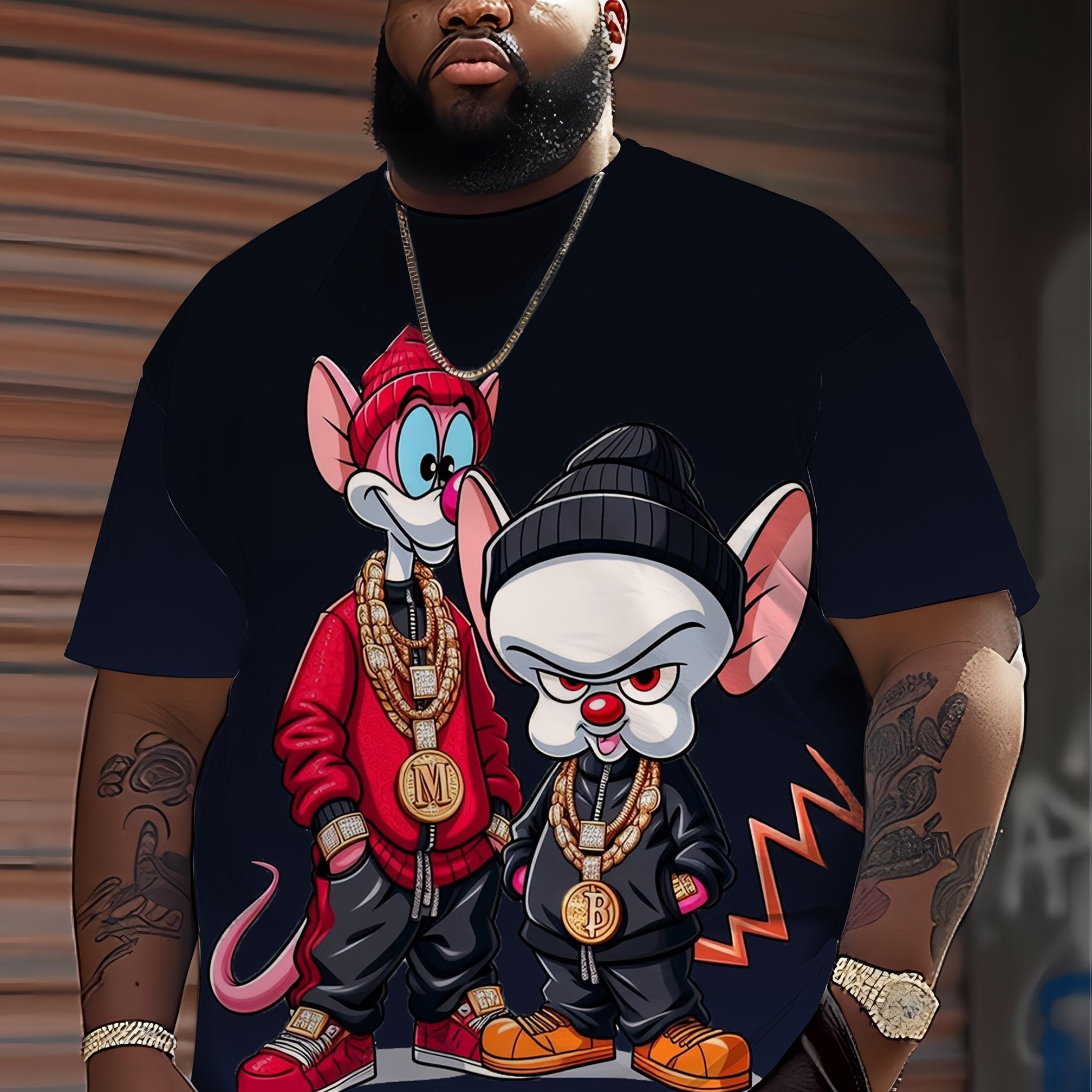 Мужская футболка с мультяшным животным принтом, короткий рукав, полиэстер, повседневная спортивная майка