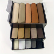 Set of 5 Women's Solid Color Chiffon Headscarves with Clips for Ramadan Gift