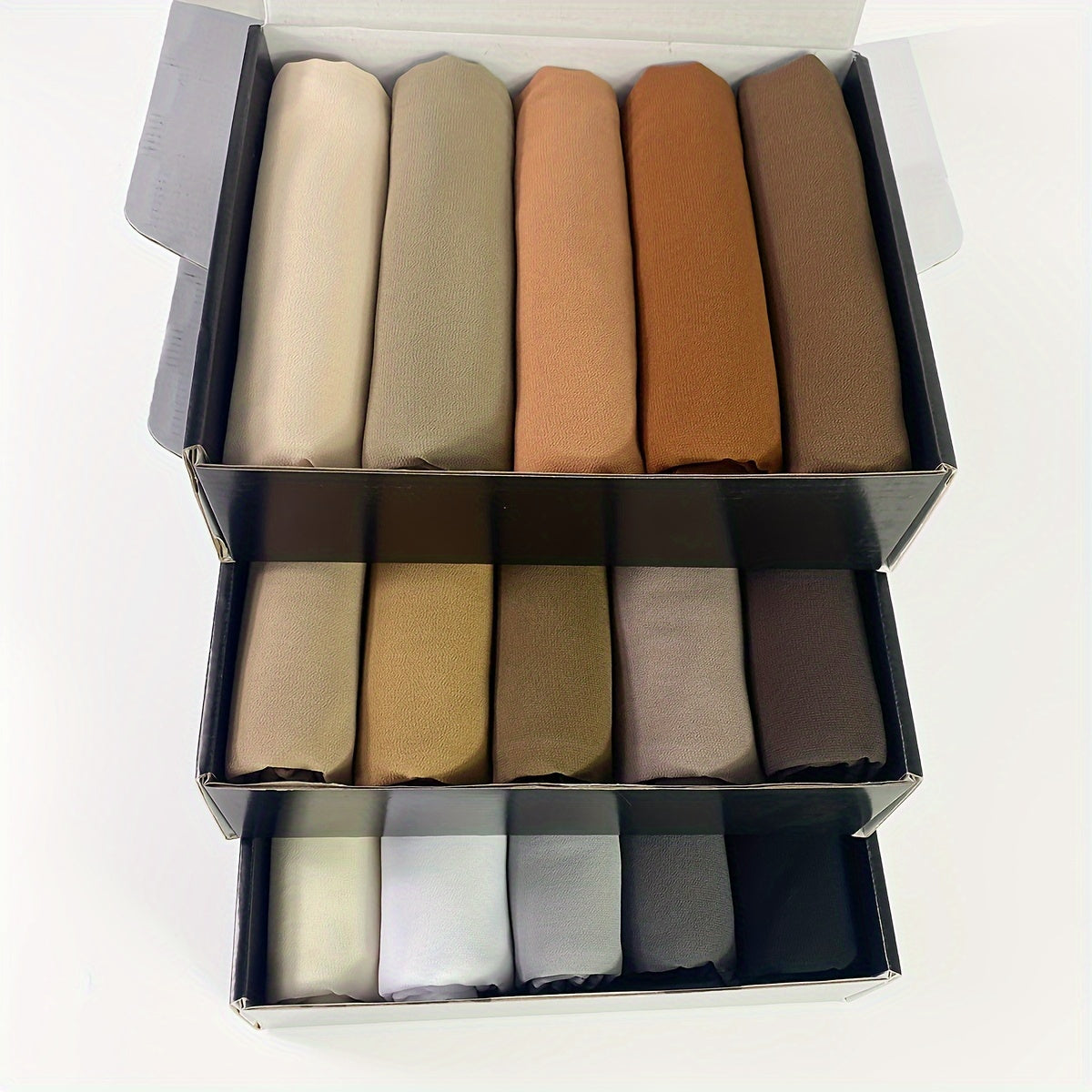 Set of 5 Women's Solid Color Chiffon Headscarves with Clips for Ramadan Gift