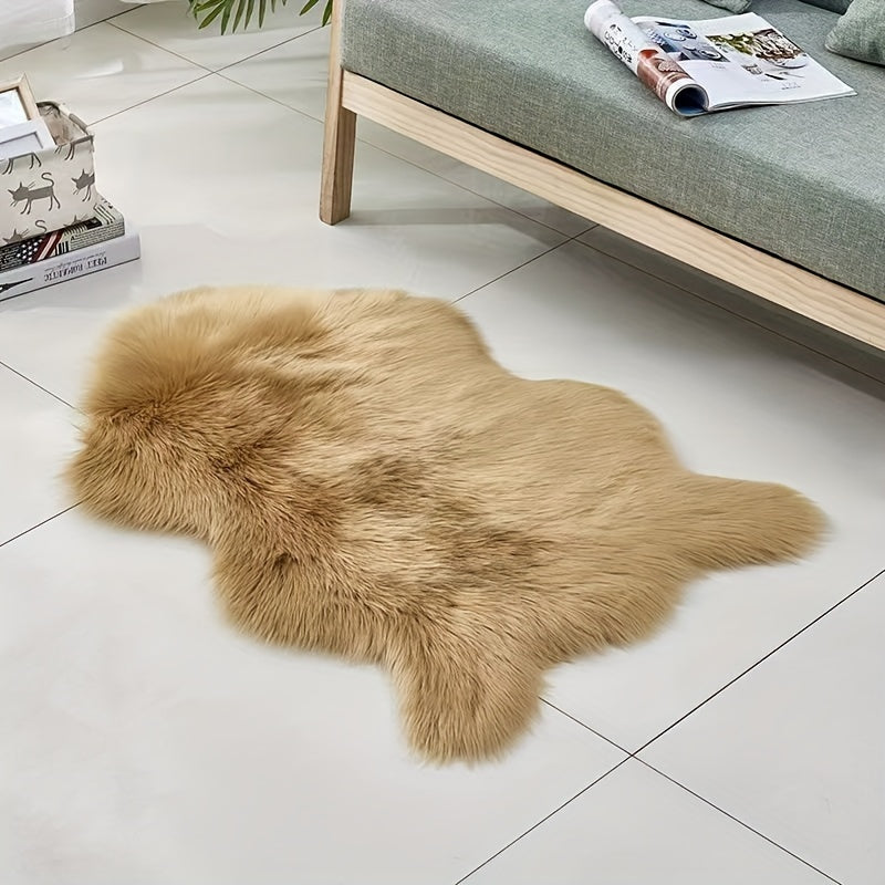 Faux Sheepskin Area Rug, Solid Color, Lightweight, Easy to Clean, Indoor Use