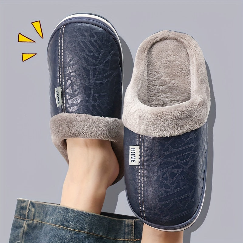 Erkaklar va ayollar uchun mo'ljallangan, plash bilan qoplangan, issiq, sirpanmaydigan, ichki va tashqi foydalanish uchun qishda mo'ljallangan dark blue uy va tashqi makon uchun shippaklar