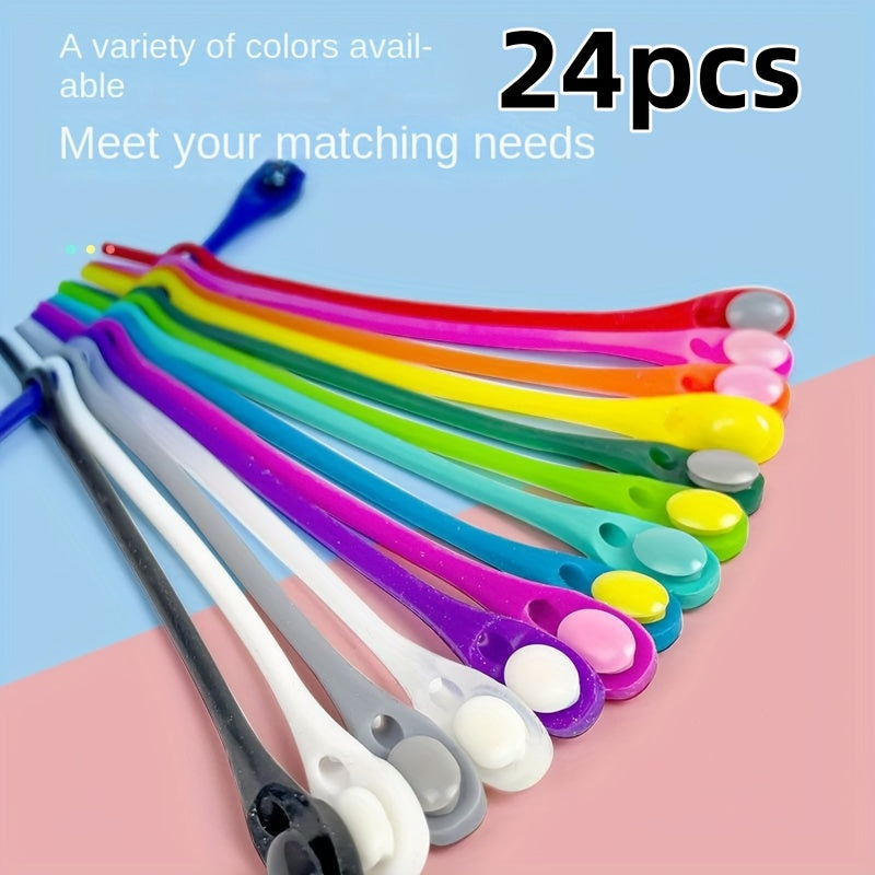 24 Pcs Silicone No-Tie Shoelaces for Sneakers, Lightweight, Easy Install