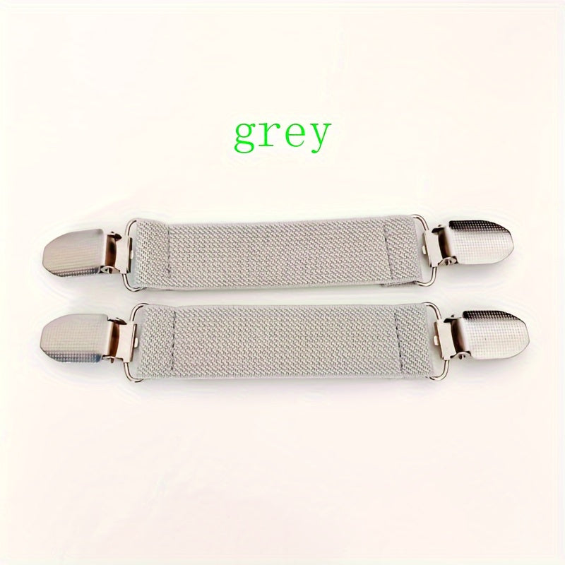 Set of 2 Nylon Elastic Bed Sheet Straps with Anti-Slip Clips for Secure Fit