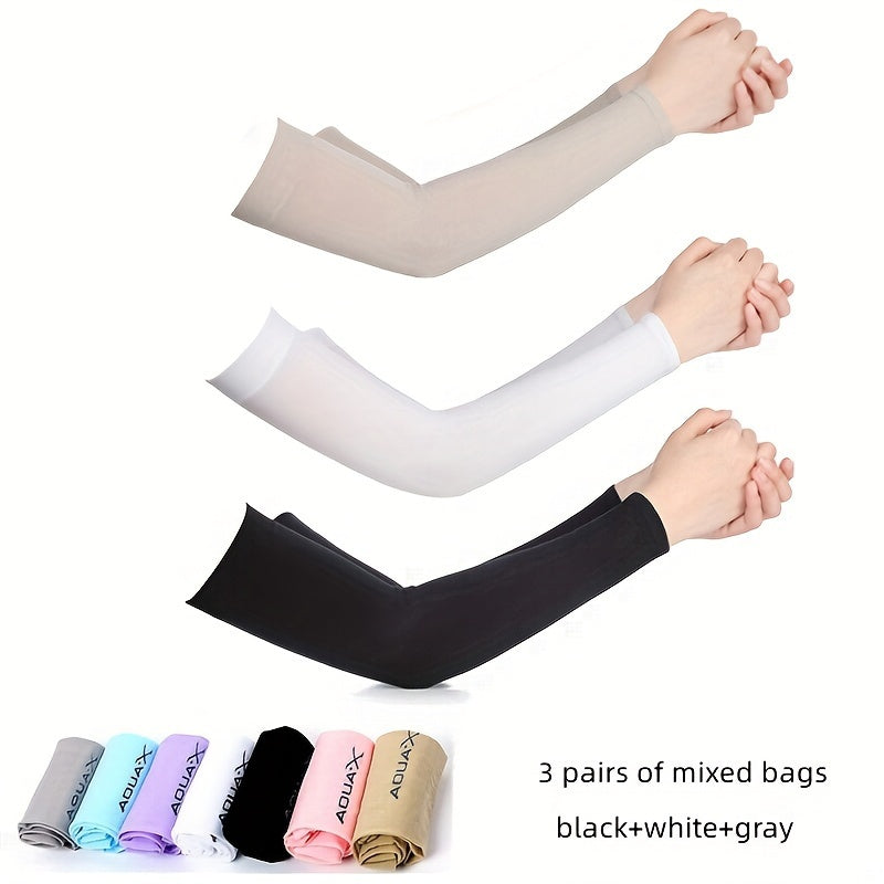 Mangas de brazo de tela de hielo de nylon elástico alto con protección UV para actividades al aire libre
