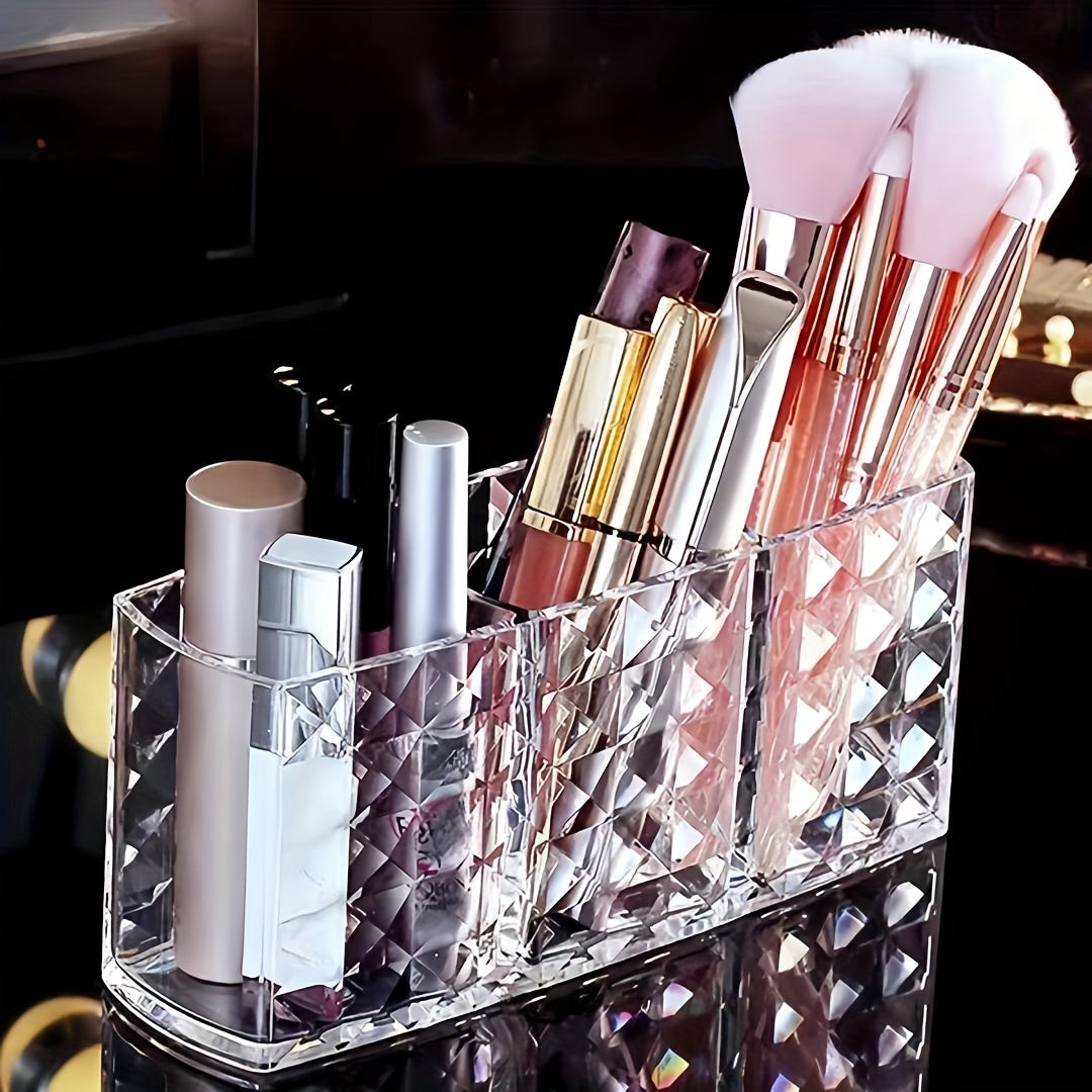 Clear Plastic Makeup Brush Holder with Large Capacity for Vanity or Bathroom Storage