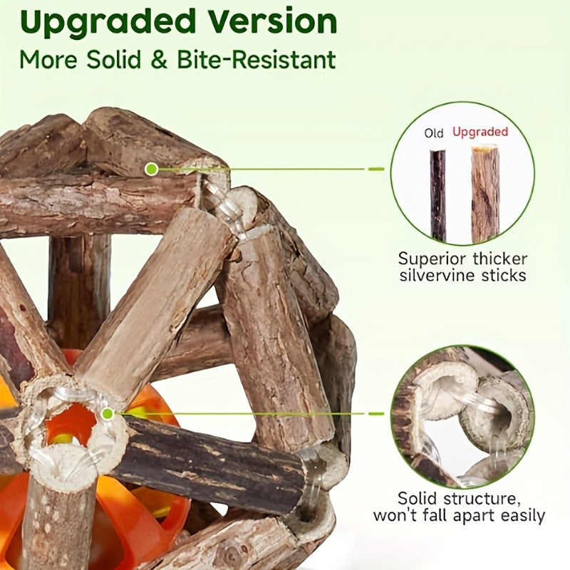 Interactive Rattan Cat Toy with Bells for Indoor Cats Dental Health and Teeth Cleaning