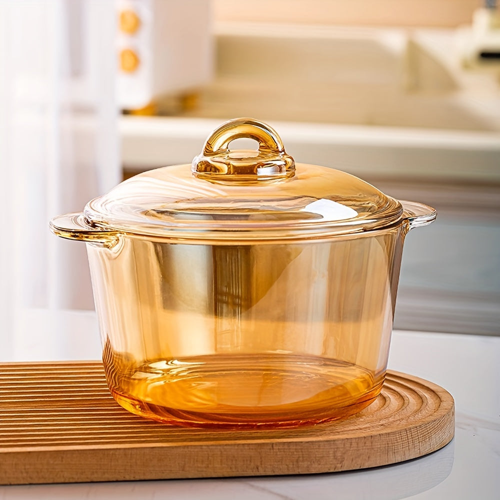 Olla de sopa de vidrio de borosilicato de 2500ml con tapa, apta para microondas y lavavajillas