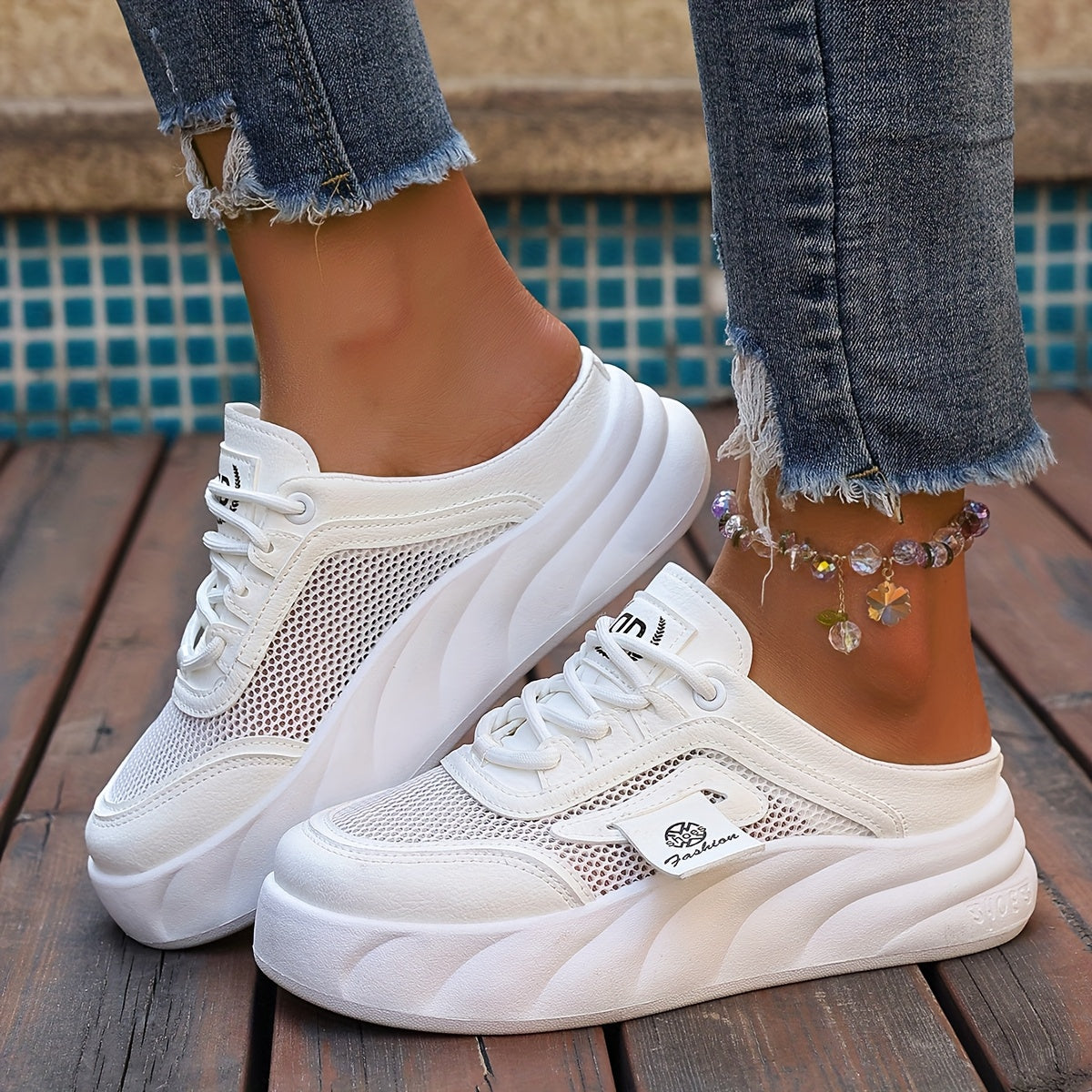 Women's Mesh Slip-On Sneakers Black or White Casual Summer Shoes