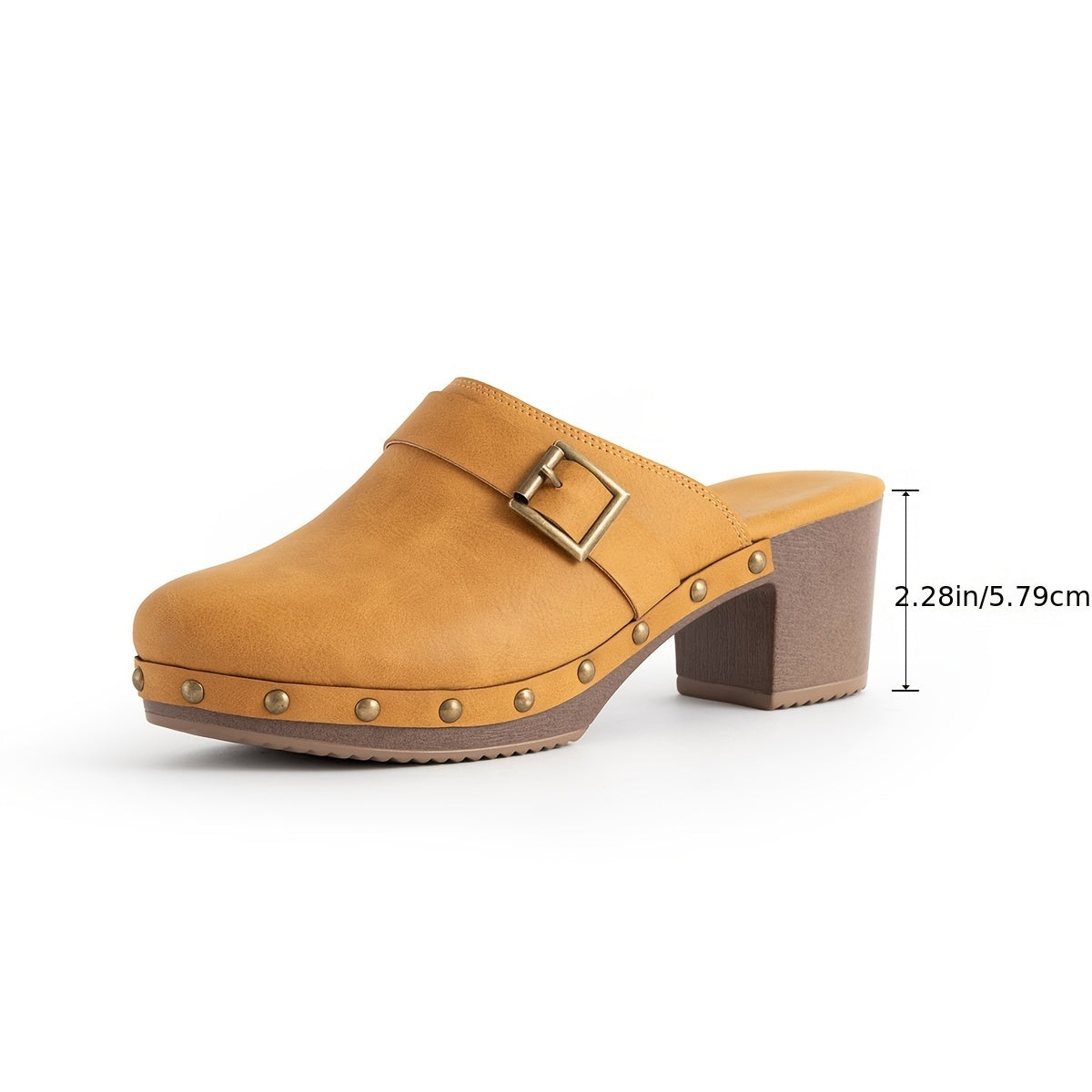 Women’s Vintage Style Round Toe Mules with Block Heel Water-Resistant Clogs