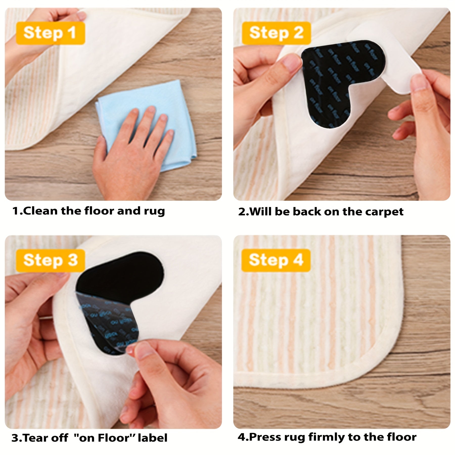 Набор из 16/12/8/4 сердцевидных ковровых зажимов противоскользящих наклеек для ковров для спальни