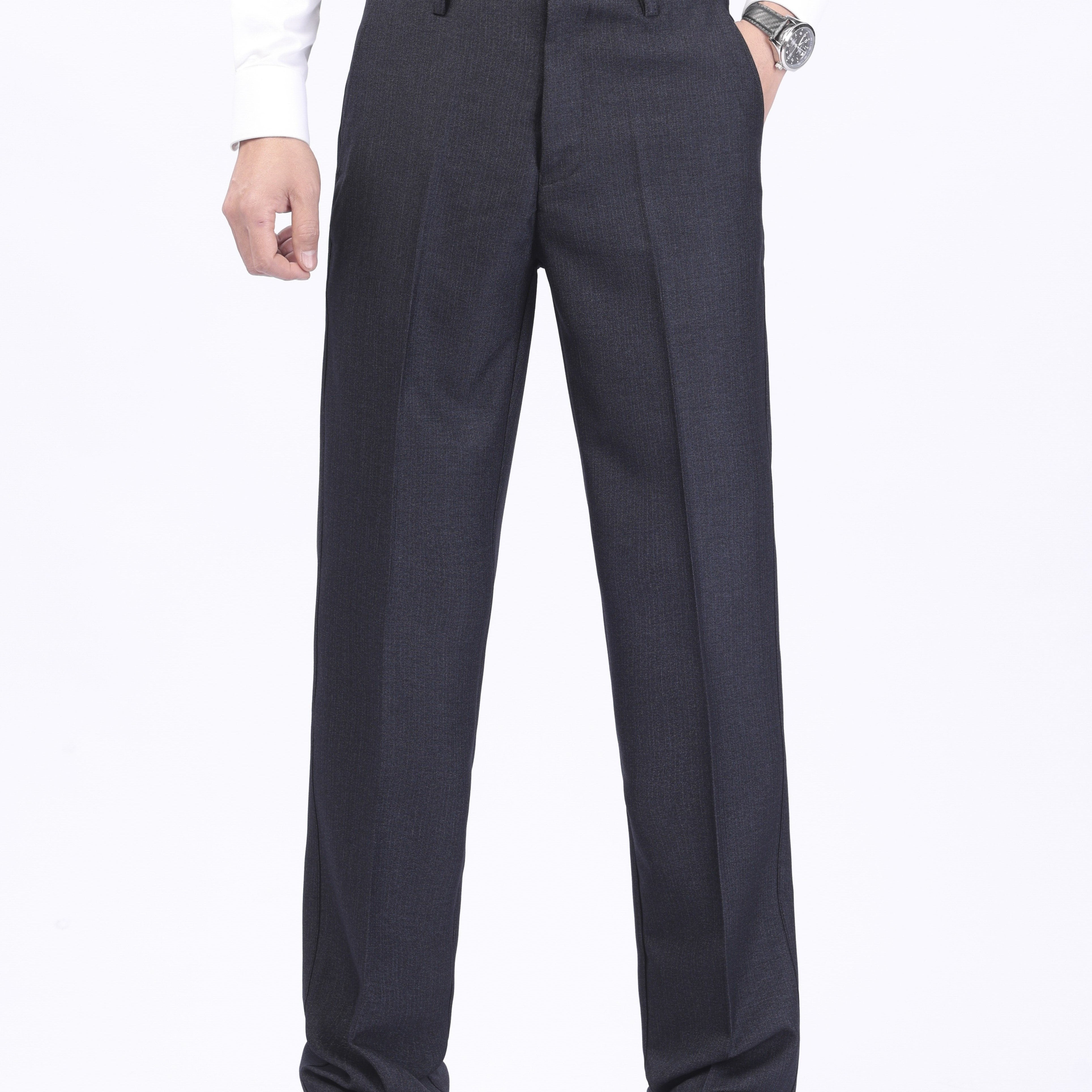 Men's Large Solid Color Business Dress Pants Polyester Woven Regular Fit