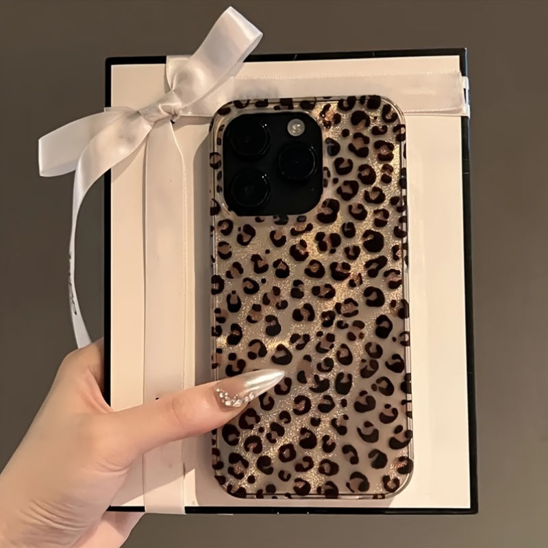 Leopard Print TPU Phone Case for iPhone 12 13 14 15 16 Pro Max Shockproof Durable Stylish