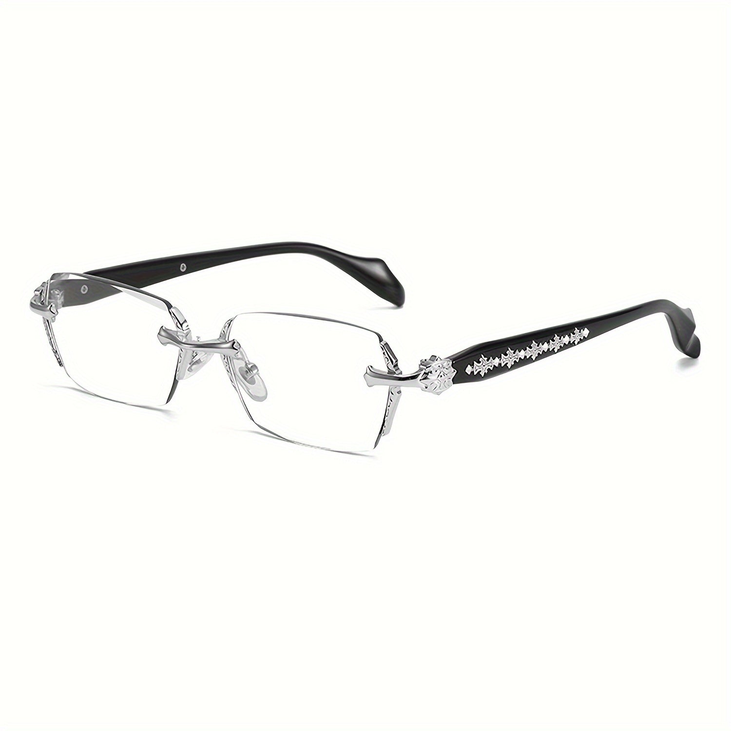 Vintage Style Rectangle Reading Glasses Frameless Clear Lenses +1.0 to +4.0