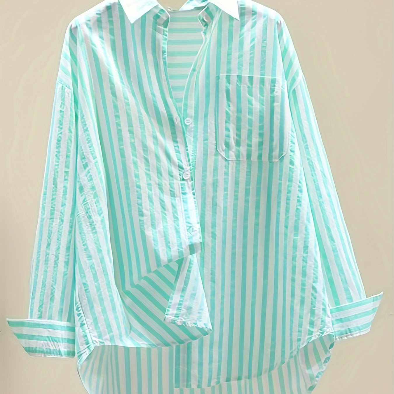 Women's Striped Polyester Shirt Long Sleeve Casual Vacation Sun Protection