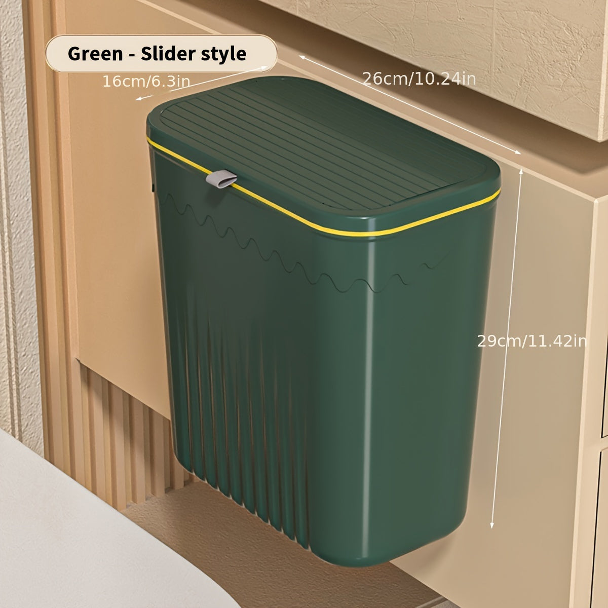 Devorga o'rnatiladigan plastik axlat qutisi, slayd qopqog'i bilan, yuqori sig'im, zamonaviy dizayn, oshxona, hammom, yotoqxona yoki pampersni tashlash uchun mukammal