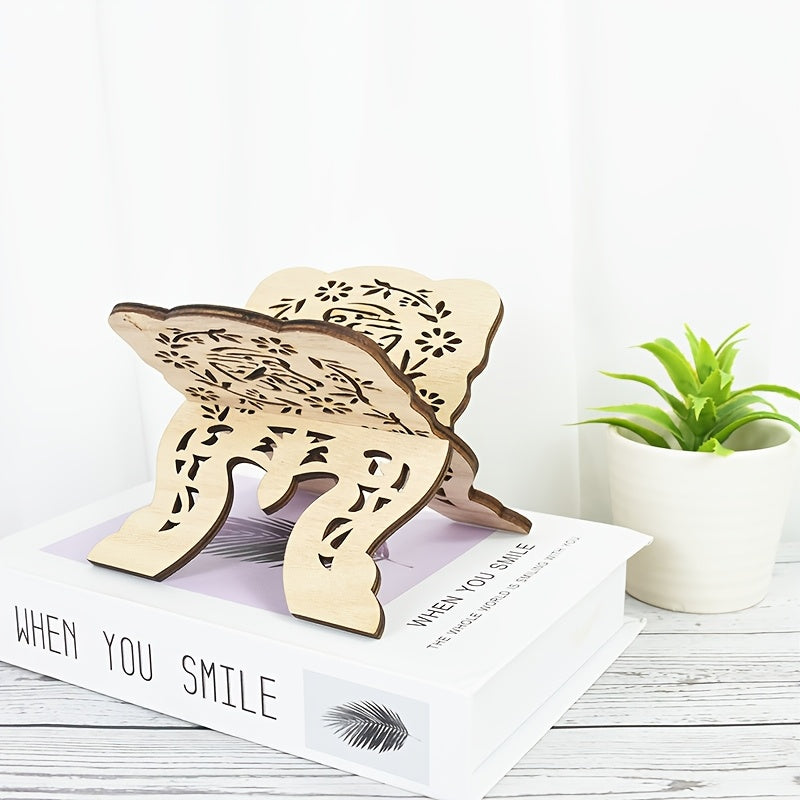 Eid Mubarak uchun yog'och kitob javoni - Qur'on, Injil va Koran kabi islomiy kitoblar uchun stend - Ramadan Kareem, Muqaddas Injil, kitob javoni va musulmon bayramlari davomida stol o'qish, uy bezatish uchun mukammal.