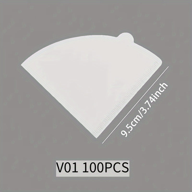 - 100 ta V60 konusli qahva filtrlar to'plami - Qo'l bilan tayyorlash uchun qulay, foydalanish uchun mo'ljallangan bir martalik tomizish qog'ozi, oshxona va restoranlar uchun ideal