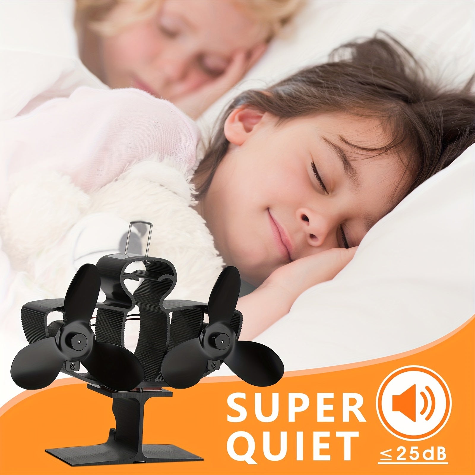 Ventilador de estufa de leña EcoFan con termómetro magnético, eficiente en combustible, de 6 aspas, no eléctrico