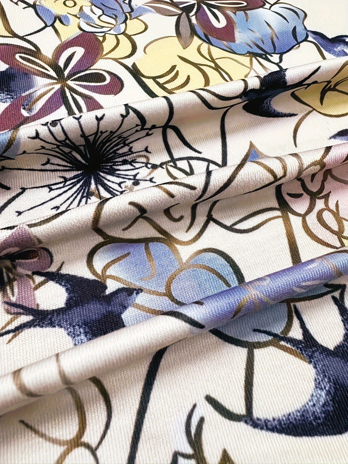 Women's Plus Size Floral Print Lace Trim Blouse Short Sleeve Summer Top