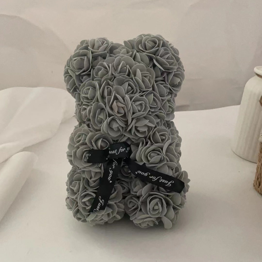 Foam Flower Rose Bear Gift for Valentine's Day Mother's Day Weddings Anniversary 17x23cm
