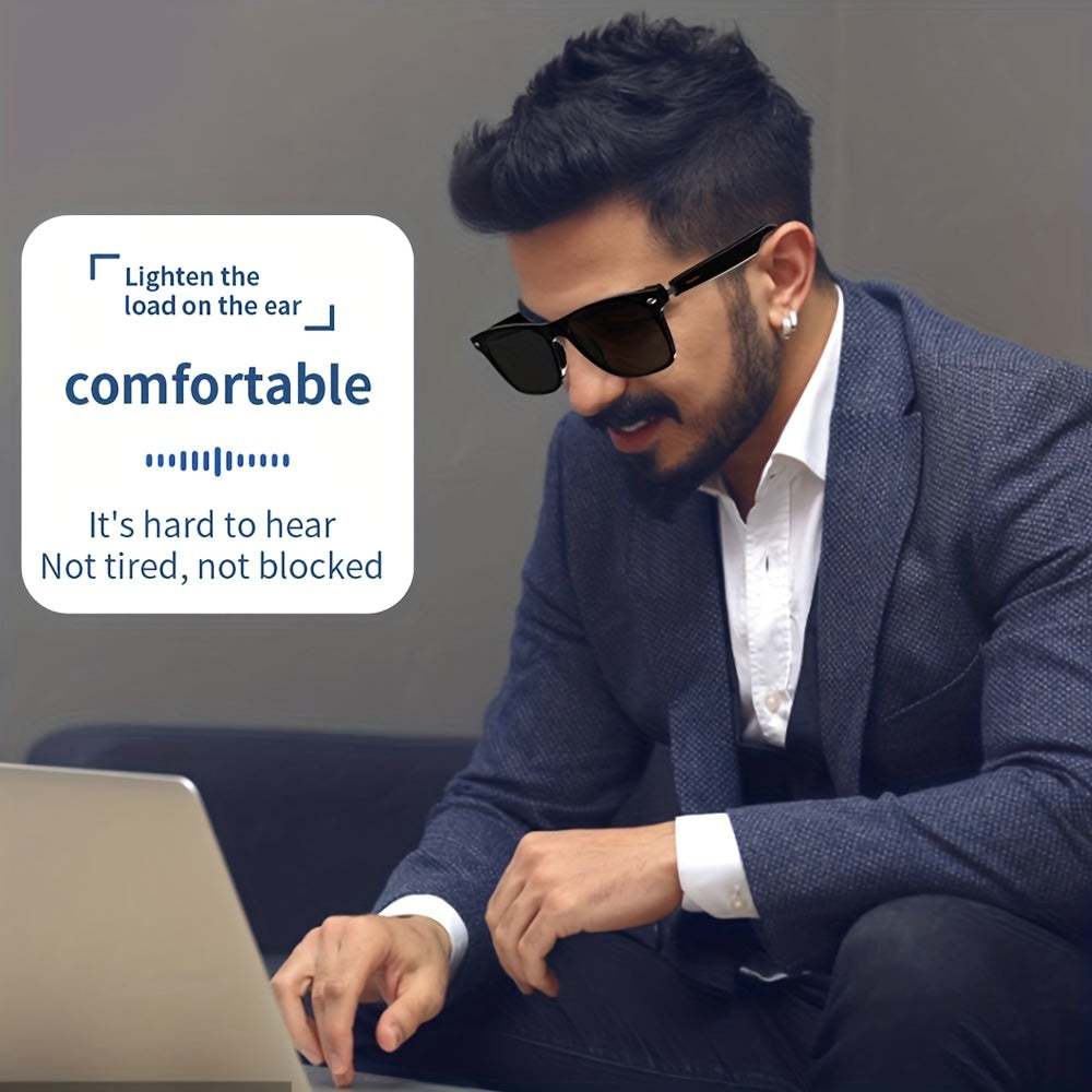 Смарт-очки SENBONO с фильтрацией синего света и поляризованными линзами, низкая задержка звука, встроенный микрофон и динамики, сенсорное управление и совместимость с голосовым помощником AI, 5 часов работы от батареи - отличный подарок для