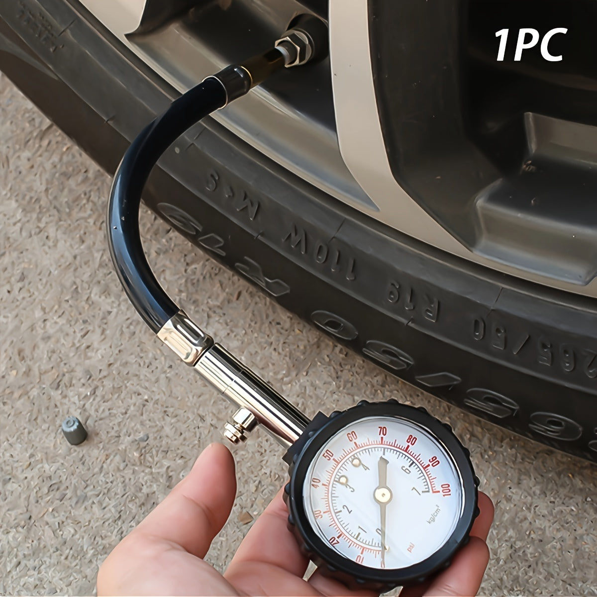 Sayohat uchun avtomobil g'ildirak bosimi o'lchagichi, kumush rangli g'ildirak bosimi o'lchash asbobi