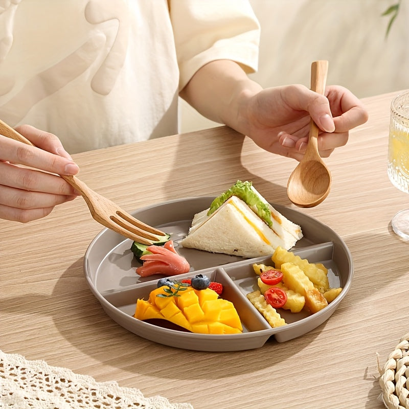 Platos con compartimentos de plástico 1/2/4 piezas redondos con 3 compartimentos aptos para microondas y lavavajillas