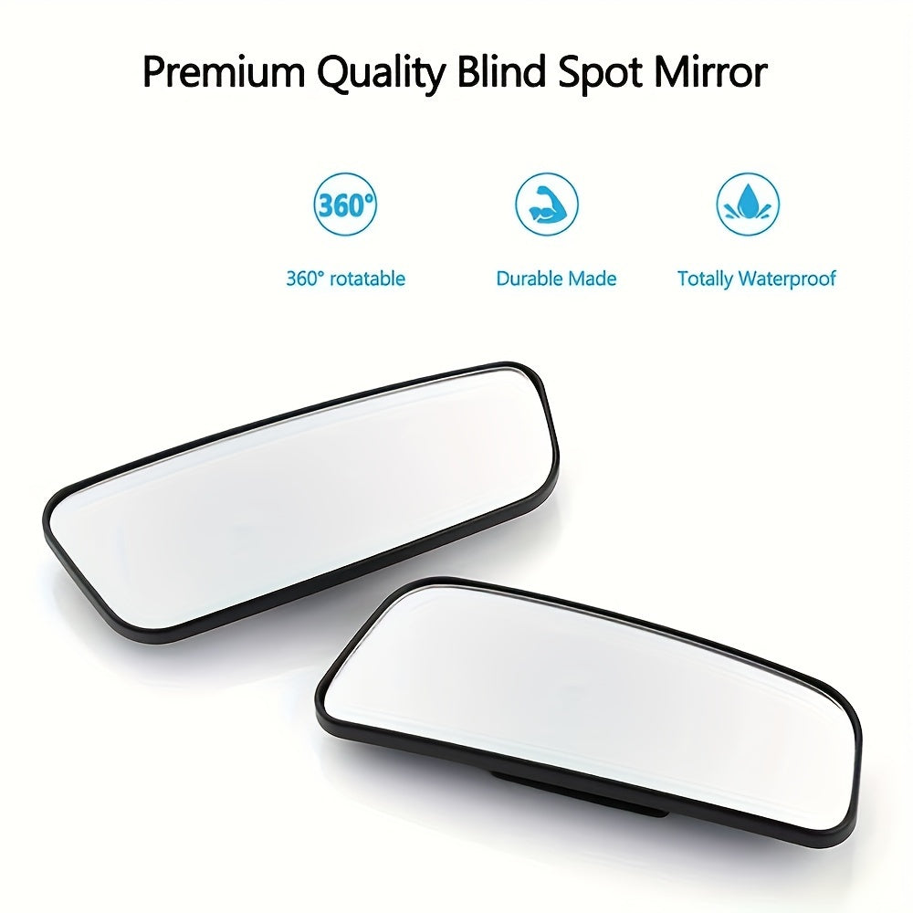 2PCS Car Oval Blind Spot Mirrors Universal Flat Wide Angle Rear View