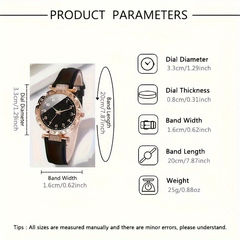 Women's Watch Set with Starry Sky Quartz Watch and Jewelry Oval Pendant