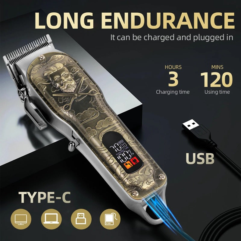 Professional Hair Clippers for Men Cordless USB Rechargeable 9 Guide Combs