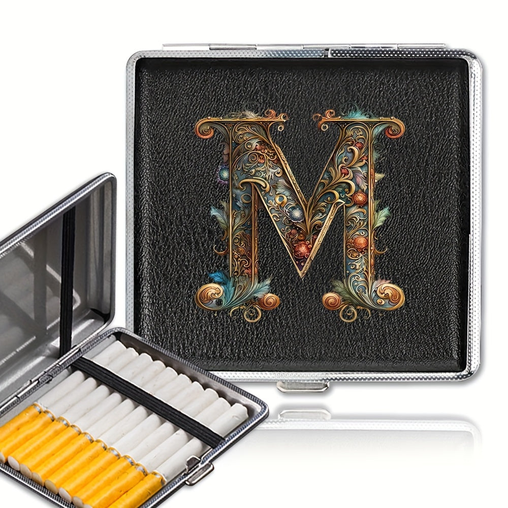 Unisex zanglamaydigan po'latdan yasalgan sigareta qutisi, 20 ta sigareta uchun, gul naqsh bilan