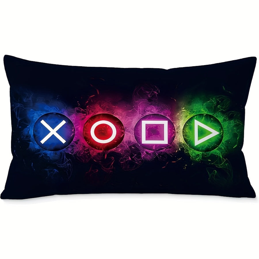 Gaming Console Pillow Cover 30x50 cm Linen Cushion Case with Zipper for Game Room Decor