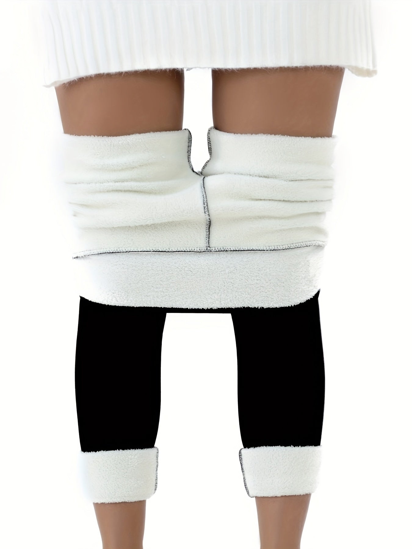 Women's Fleece-Lined Leggings with Embroidery and Flame Detail for Fall Winter