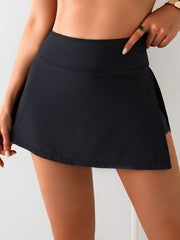 Women's Solid Color Side Open Mini Shorts with High Stretch Fabric