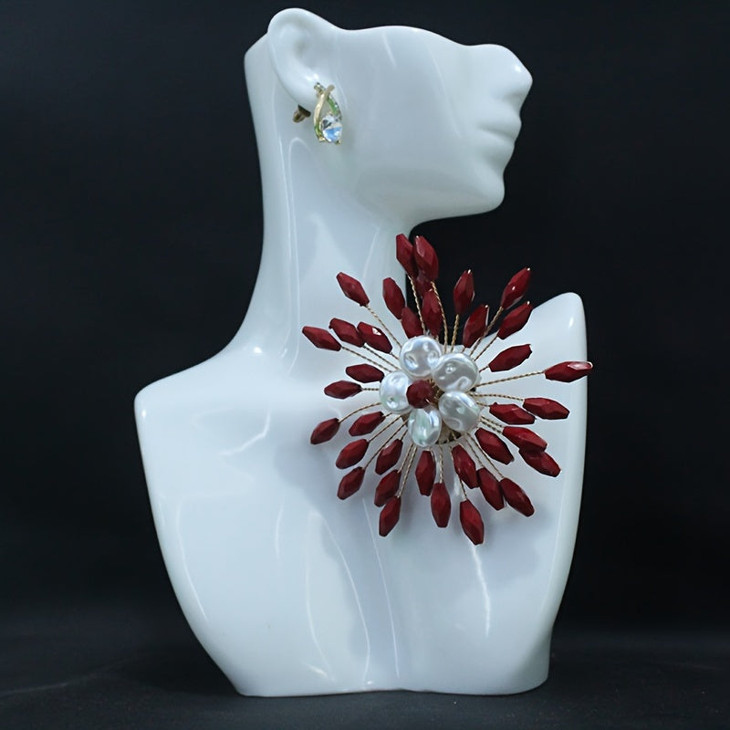 Шикальная ручная брошь - отличительная круглая форма с имитацией жемчуга, идеально подходит для украшения платьев и свитеров