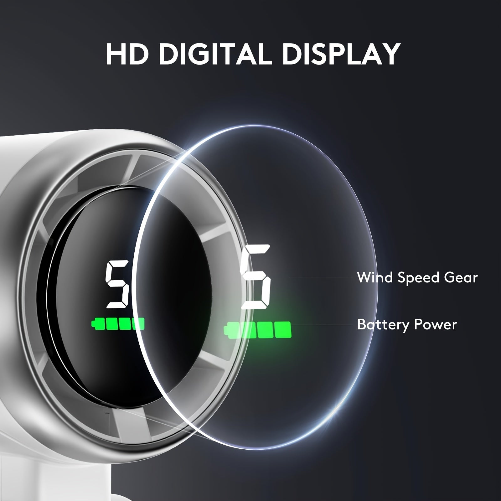 Portable Handheld Turbine Fan with 5 Speeds Rechargeable Battery Up to 12 Hours for Outdoor Travel