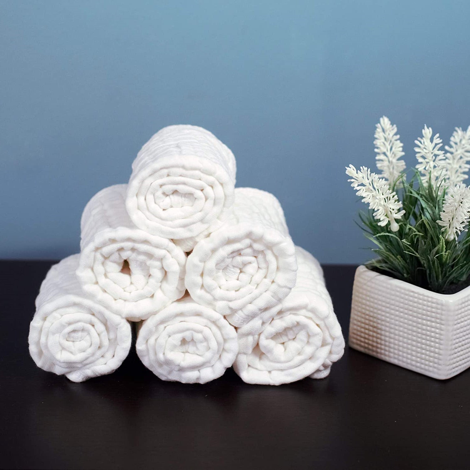 6 Pack Muslin Baby Burp Cloths Large Absorbent Cotton Bibs Gender Neutral