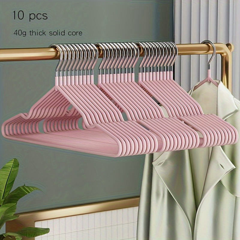 10pcs Stainless Steel Clothes Hangers Non-Slip Durable Thick Core for Adults and Children