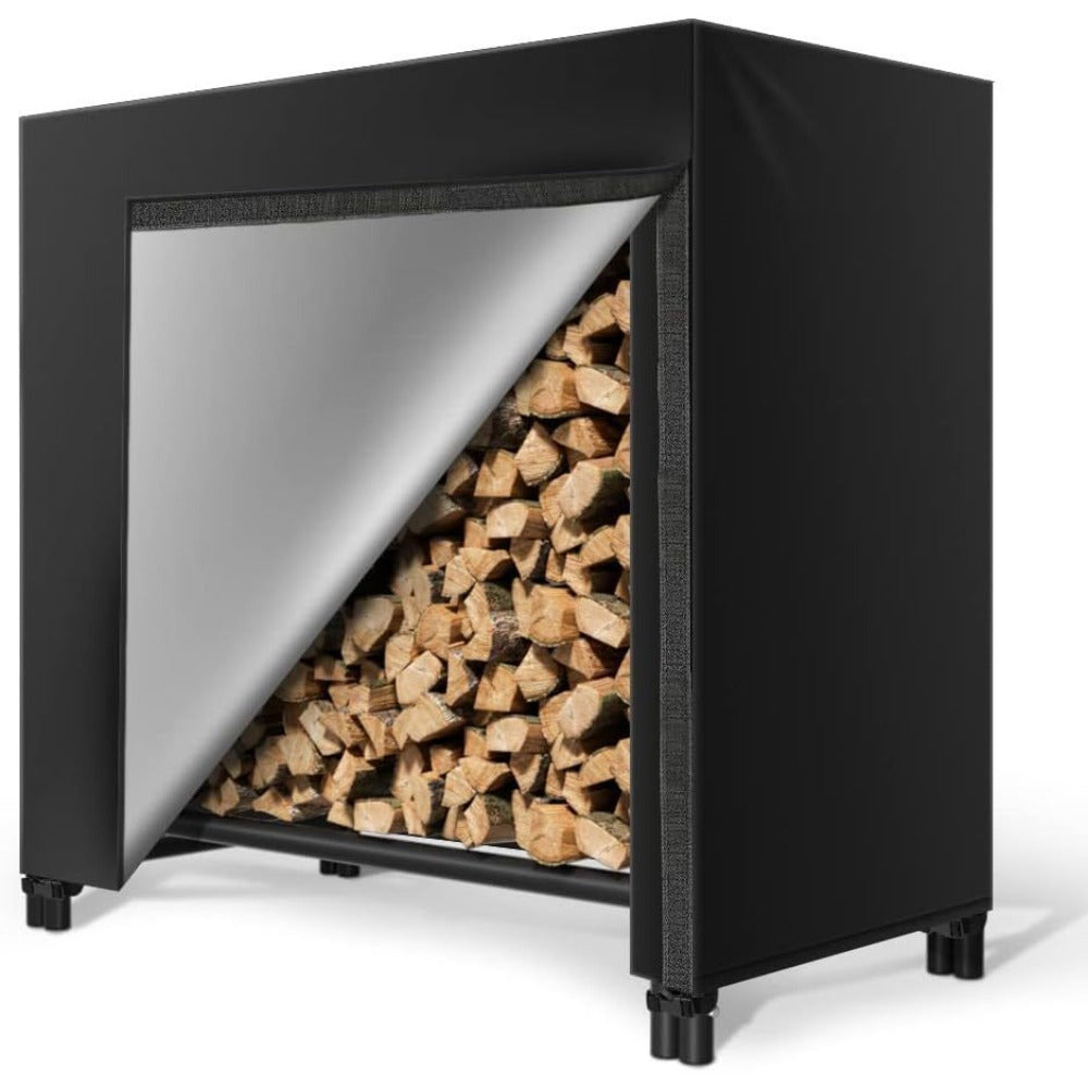 Waterproof Firewood Cover Set with Lid and Tote Bag for Outdoor Fire Pit Storage