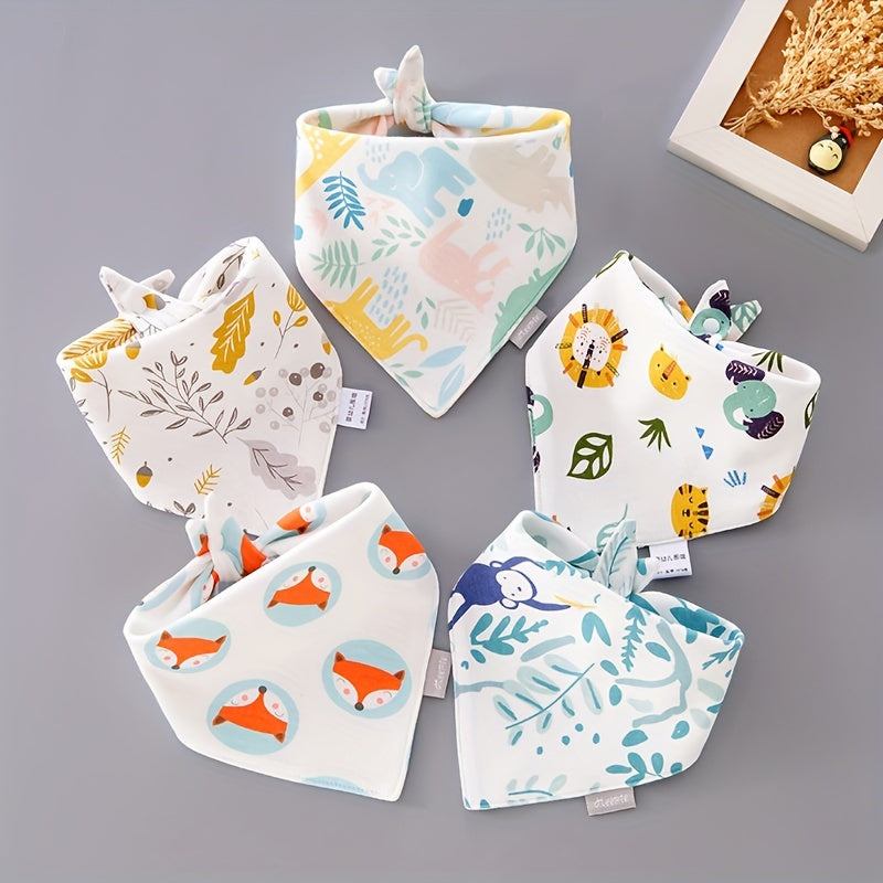 Baby Cotton Feeding Bibs Set of 5 with Double-Layer Triangular Design for Infants