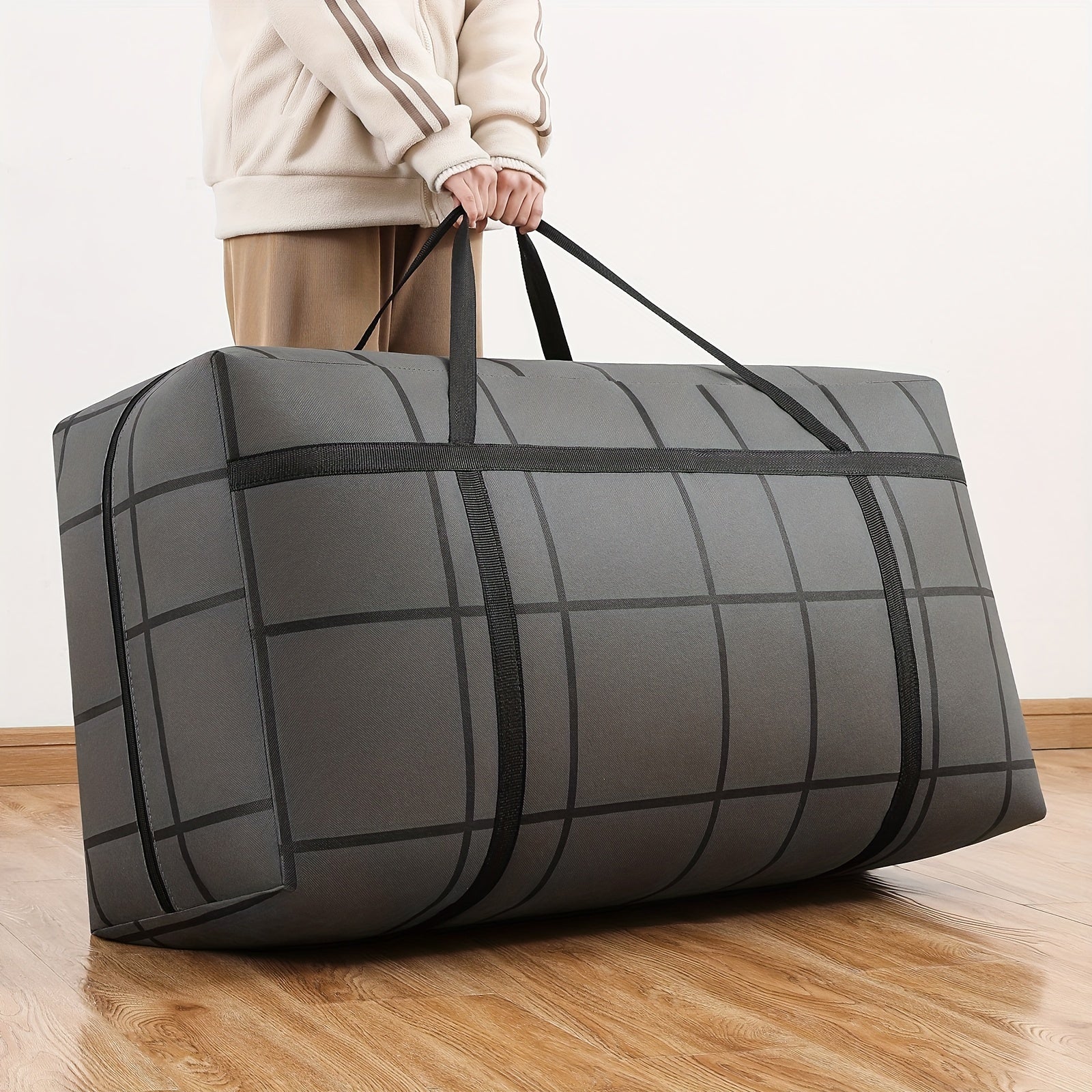 Black Non-Woven Storage Bag for Quilts Clothes Blankets and Toys