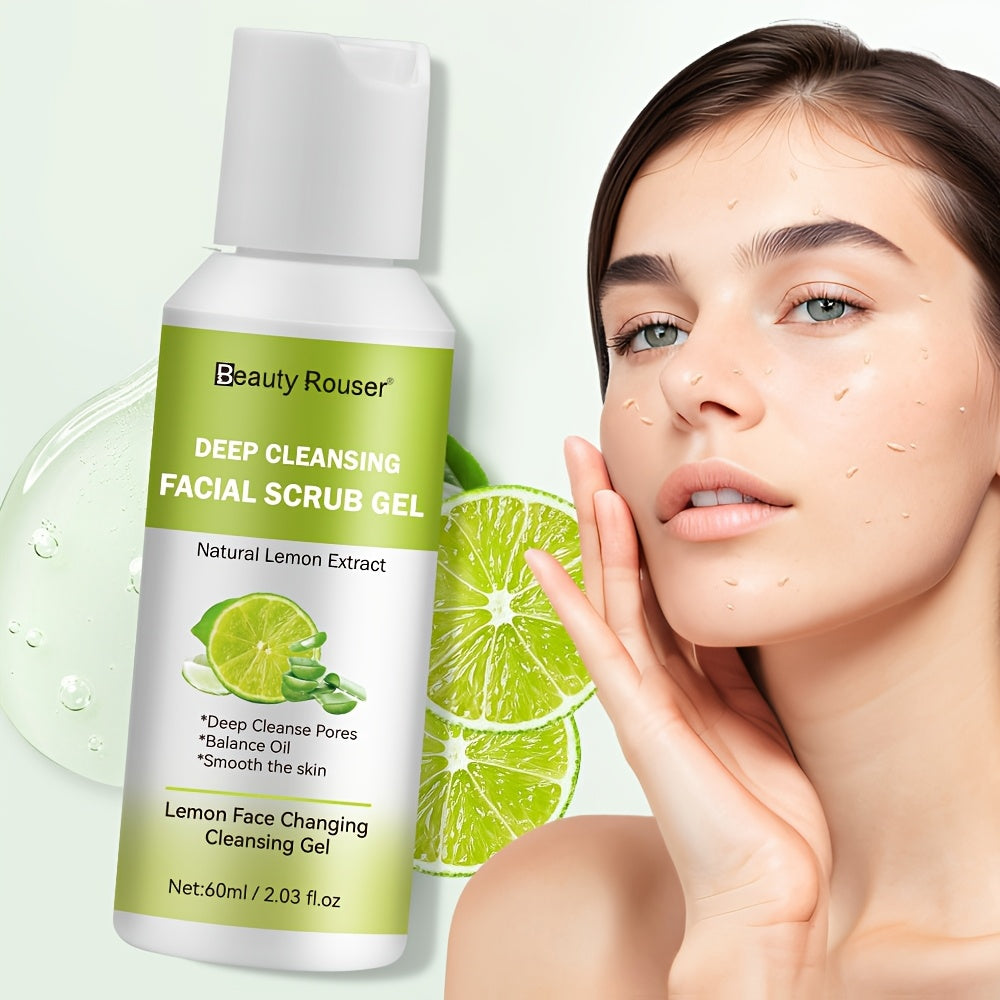 Exfoliante facial para todo tipo de piel, limón y aloe vera, limpieza profunda, hidratante, 2.03 oz