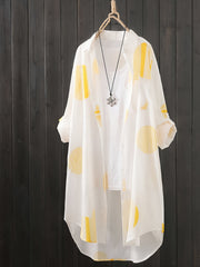 Women's Polka Dot Woven Cardigan Shirt with Long Sleeves and Lapel Collar for Autumn Winter