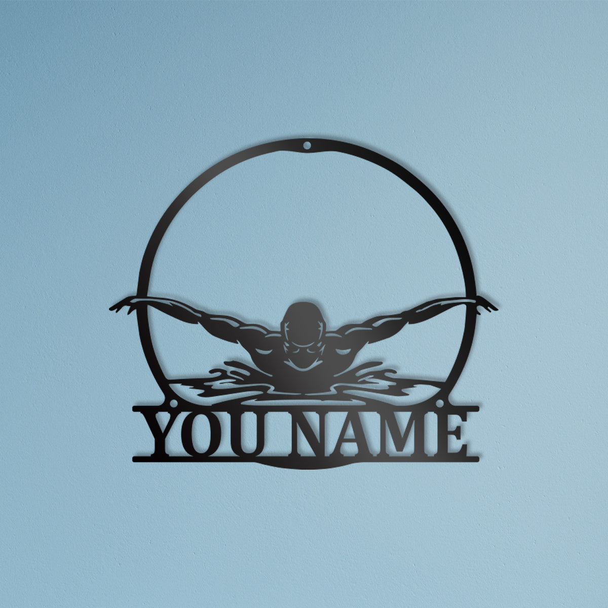 Cast Iron Wall Art with Customized Name Butterfly Stroke Design for Home and Nursery Decor