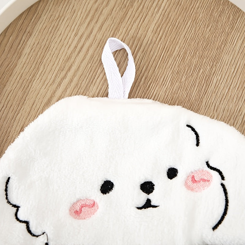 Cartoon Dog Hand Towels Coral Fleece 100% Polyester Set for Bathroom Kitchen